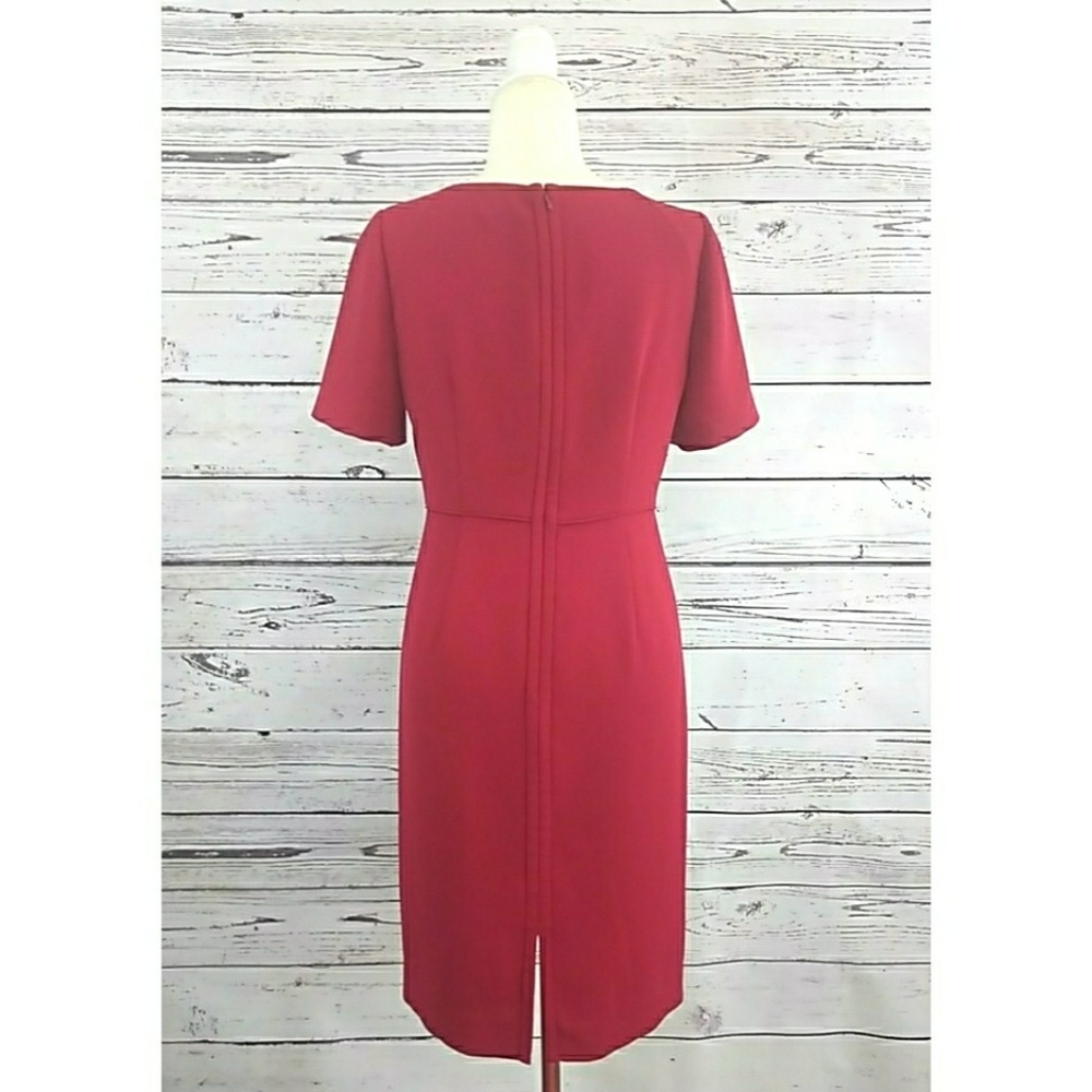 J. Crew Crepe red short sleeve back zipper dress - Picture 4 of 8